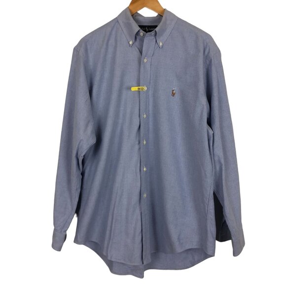 Polo Ralph Lauren Oxford Button Down Shirt Sz 16-35 Yarmouth Chambray Cotton - Picture 1 of 9